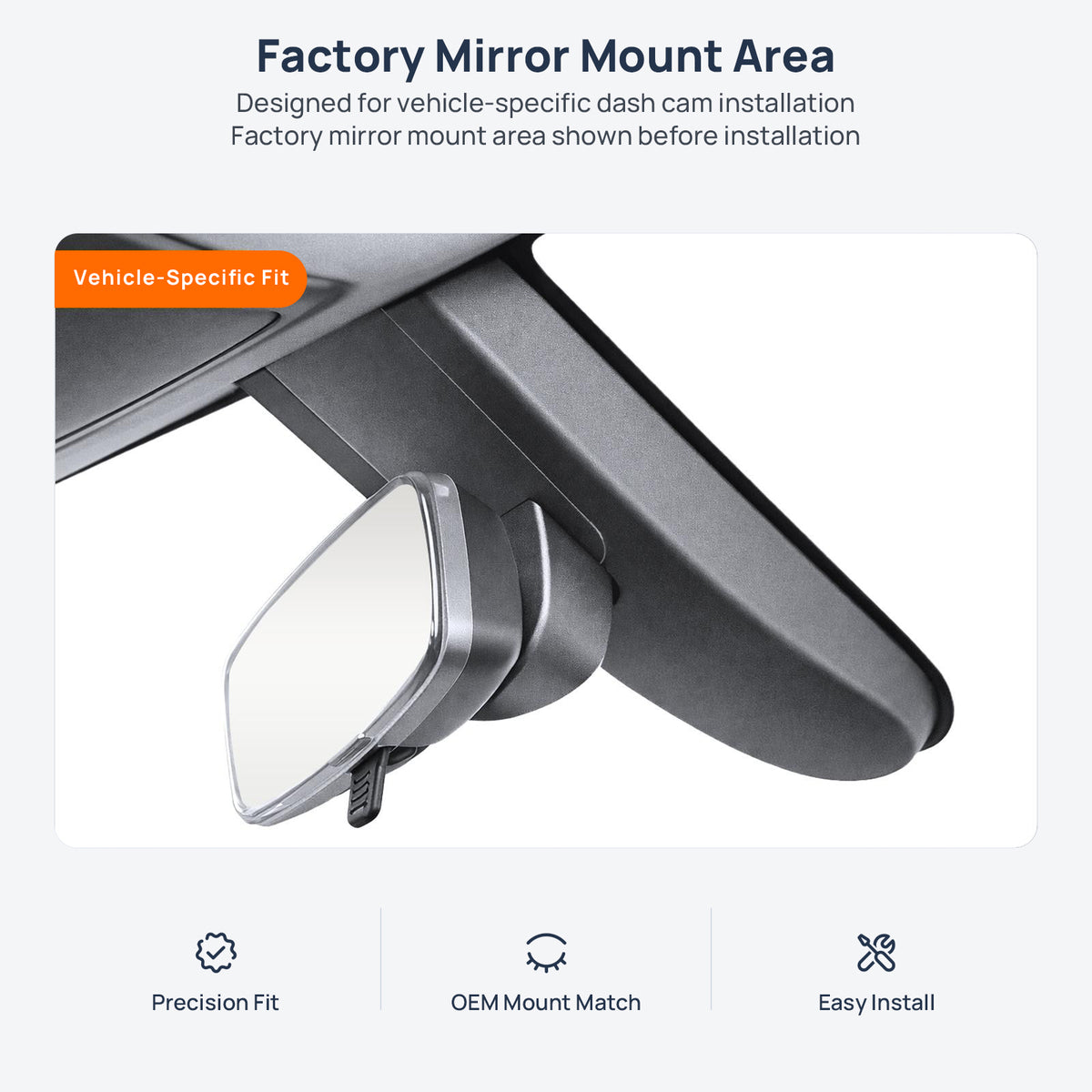 Factory mirror mount area for JETOUR X90 dash cam installation