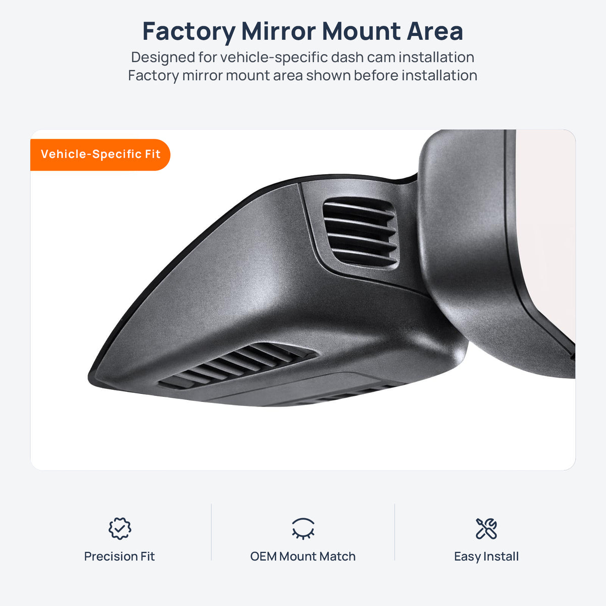 Factory mirror mount area for Ford Mondeo (Fusion) CD391 dash cam installation