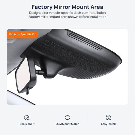 Factory mirror mount area for AION RT dash cam installation