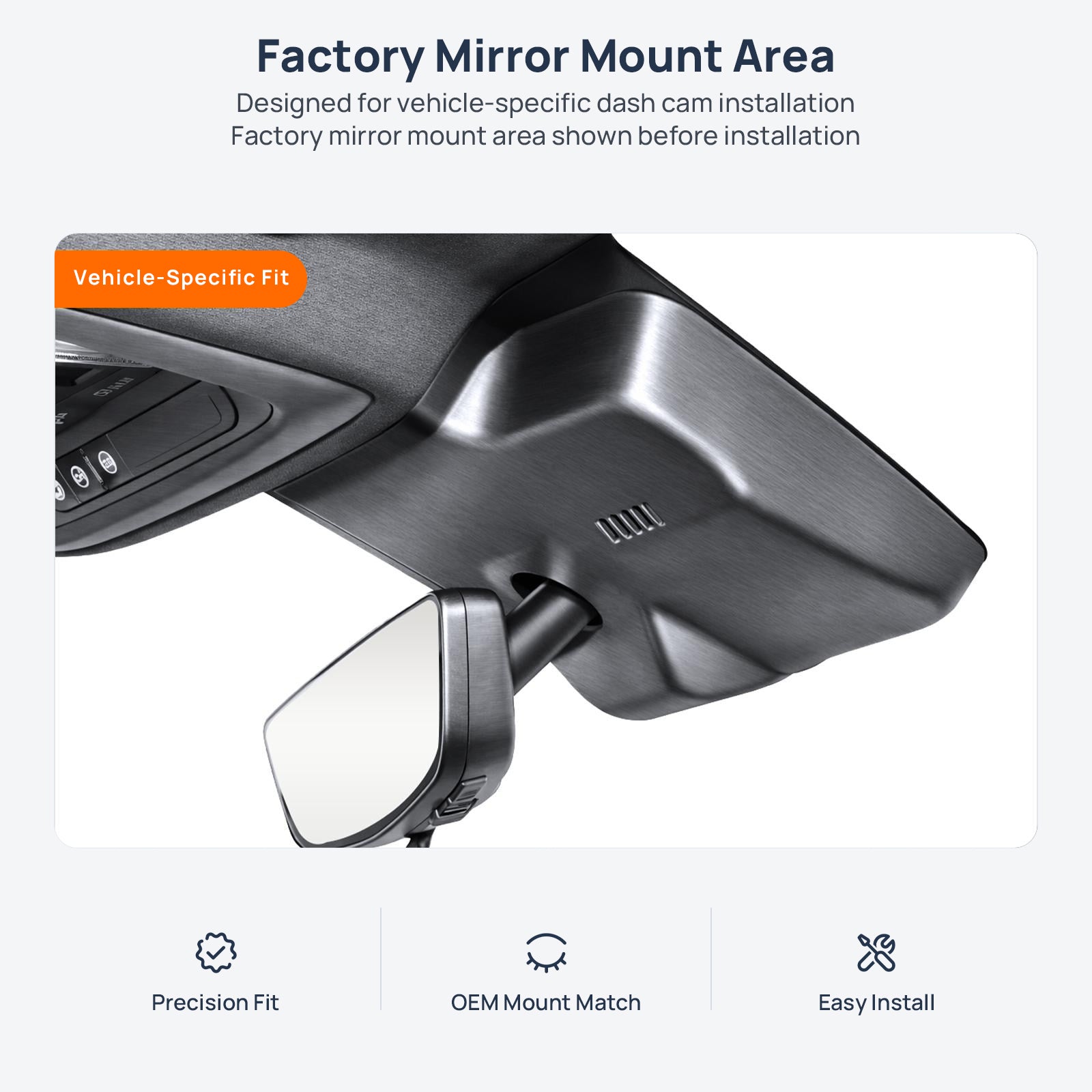 Factory mirror mount area for Buick Envision S dash cam installation