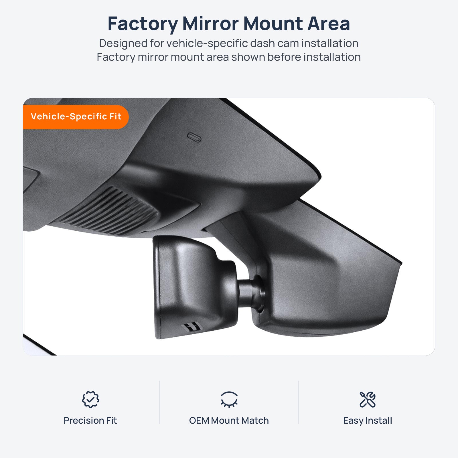 Factory mirror mount area for Volkswagen Magotan B8 dash cam installation