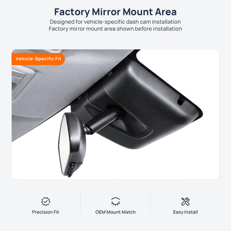 Factory mirror mount area for Changan Lumin dash cam installation