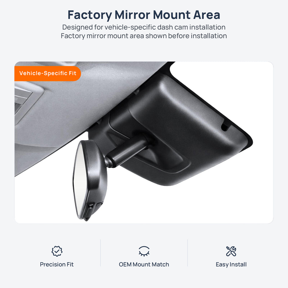 Factory mirror mount area for Changan Lumin dash cam installation