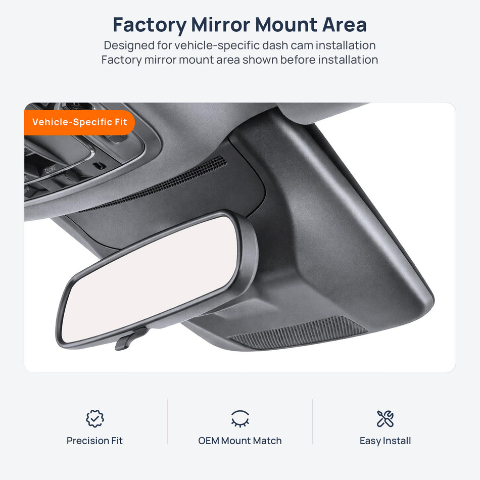Factory mirror mount area for Honda Odyssey RC dash cam installation