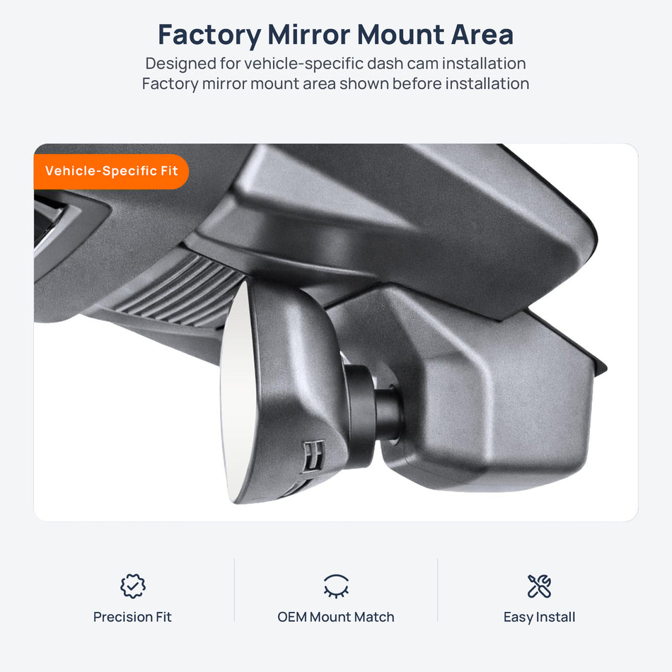 Factory mirror mount area for Volkswagen Tiguan L Allspace dash cam installation