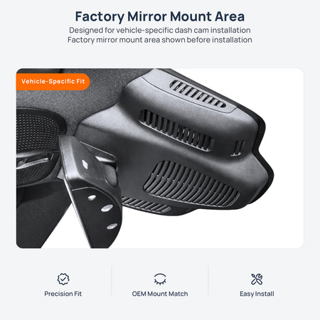Factory mirror mount area for Mercedes-Benz C-Class W205/V205 dash cam installation