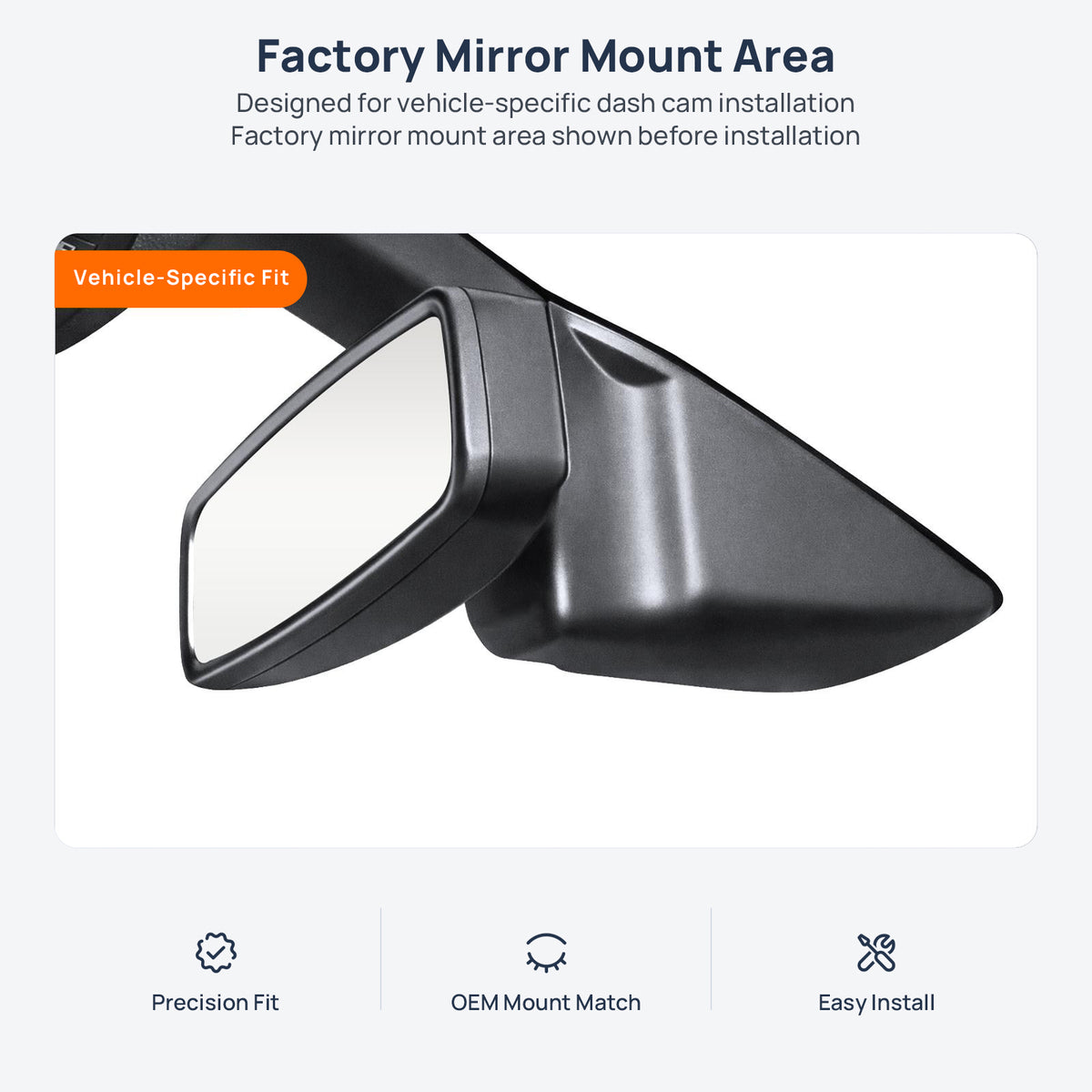 Factory mirror mount area for Ford Everest T6 dash cam installation