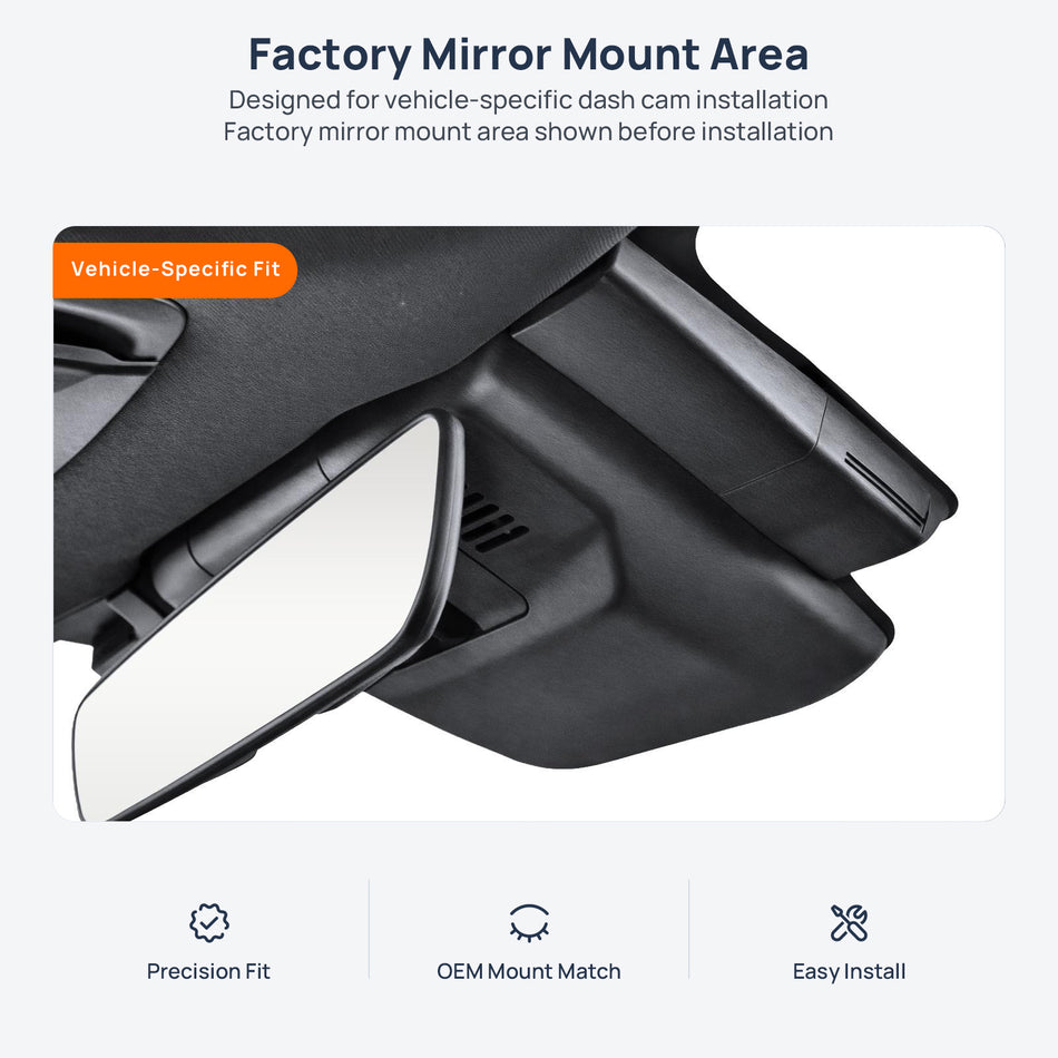 Factory mirror mount area for Toyota Crown Crossover dash cam installation