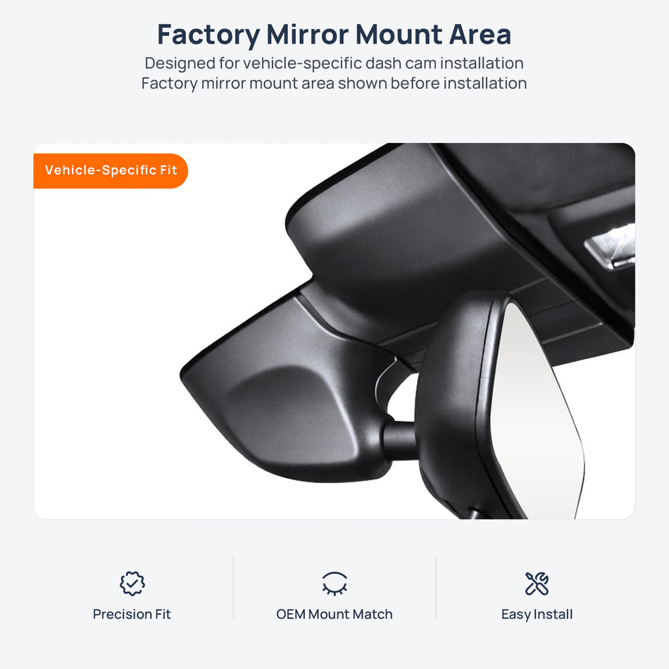 Factory mirror mount area for Porsche 911 991 dash cam installation