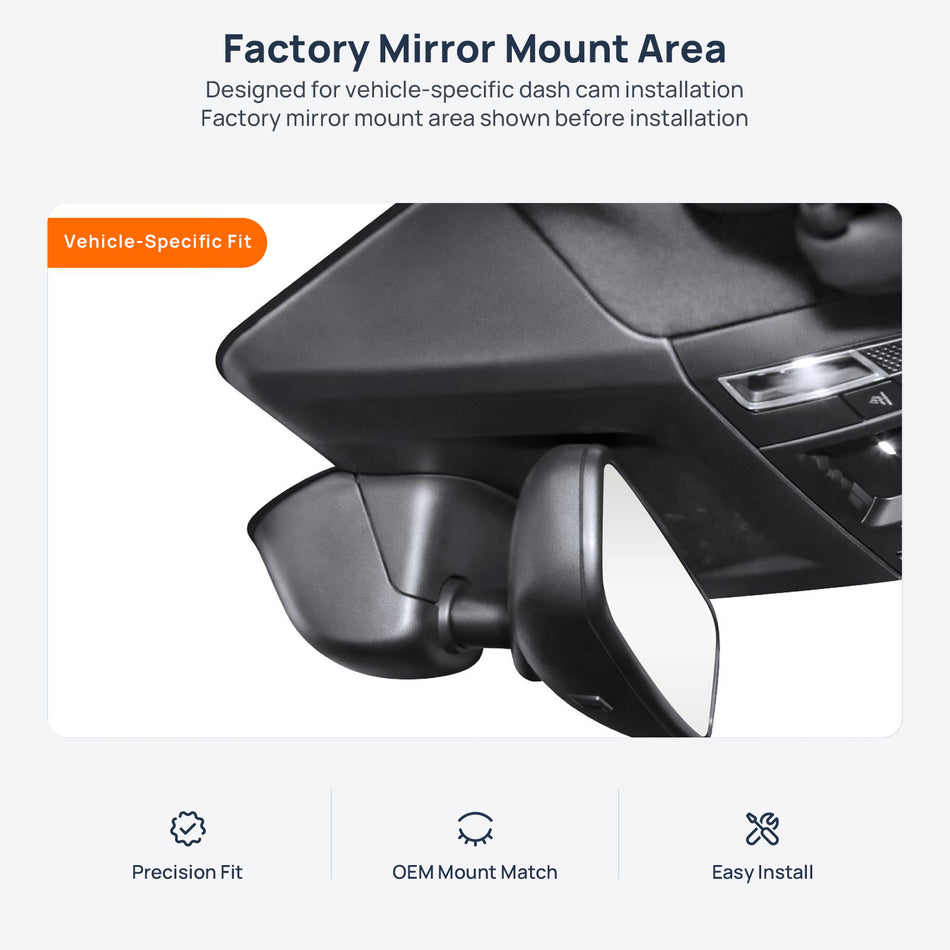 Factory mirror mount area for Porsche 911 991.2 dash cam installation