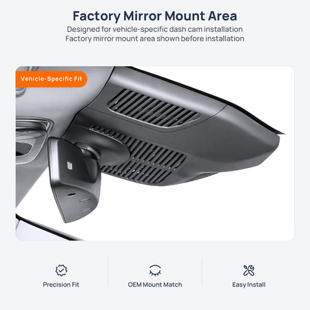 Factory mirror mount area for Mercedes-AMG EQE 53 V295/X294 dash cam installation