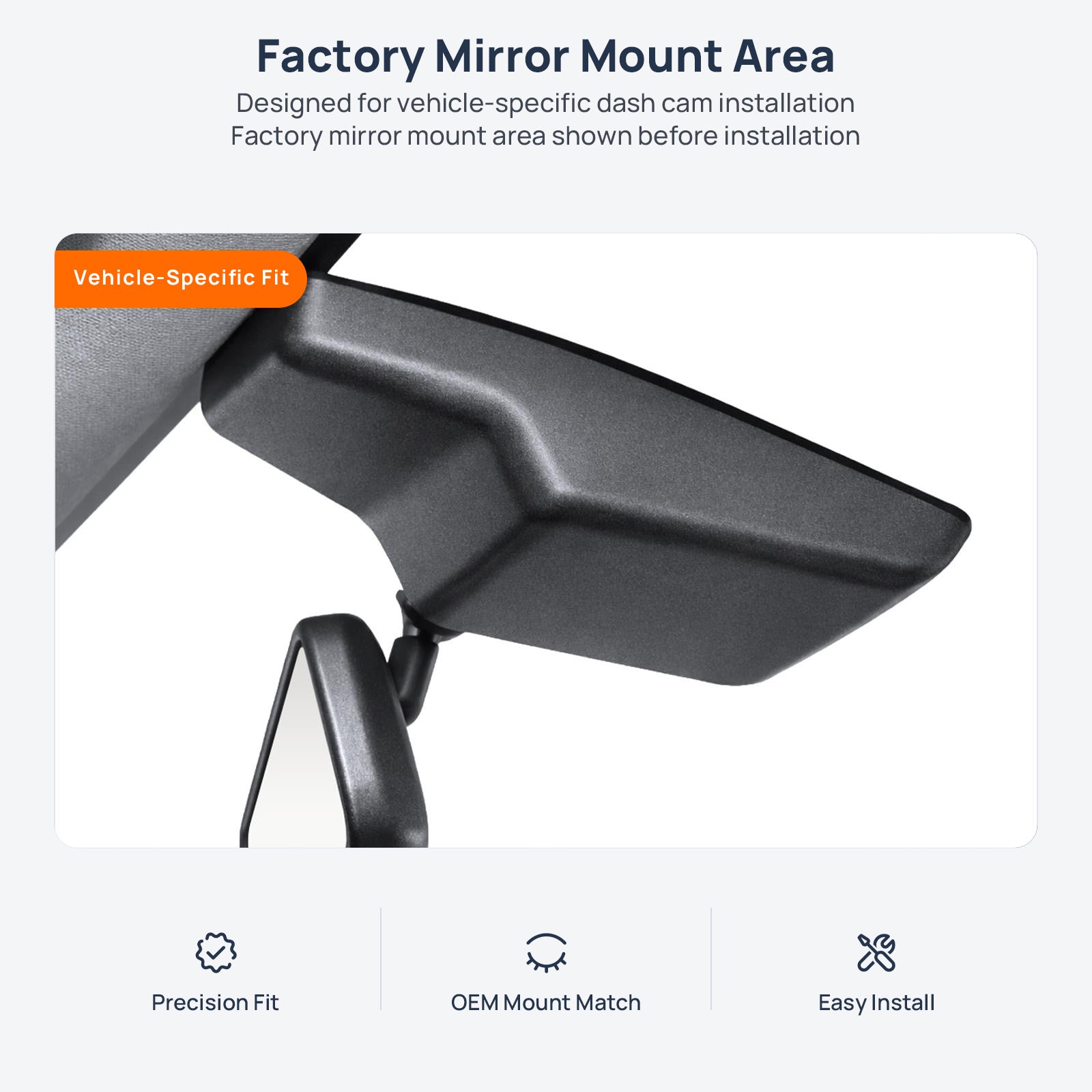 Factory mirror mount area for Hyundai Custo dash cam installation
