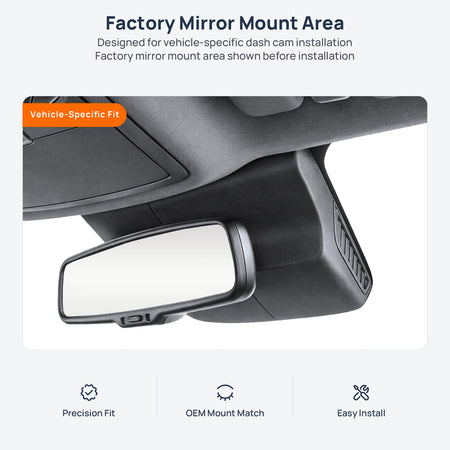 Factory mirror mount area for Roewe RX5 MAX dash cam installation