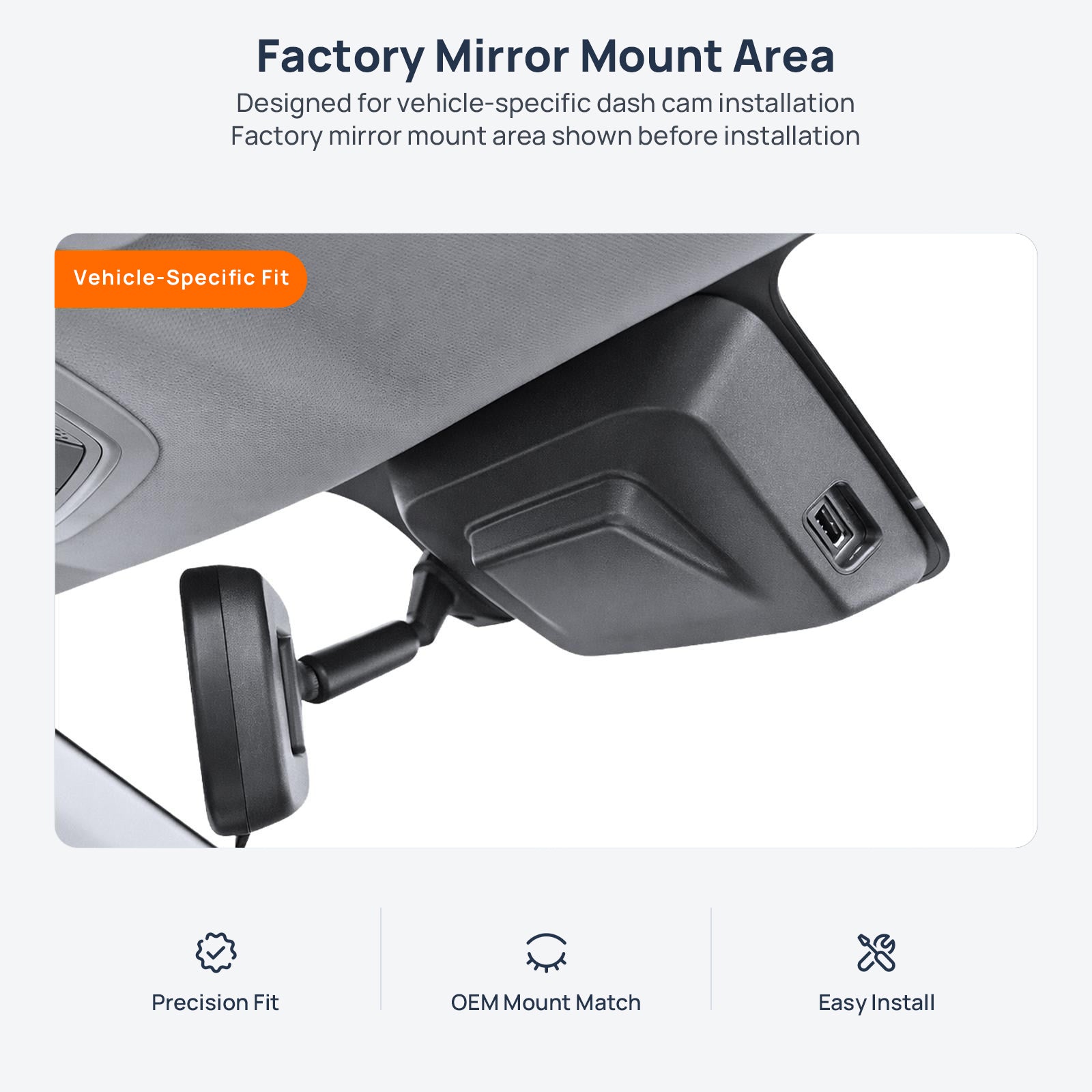 Factory mirror mount area for HAVAL H6 dash cam installation