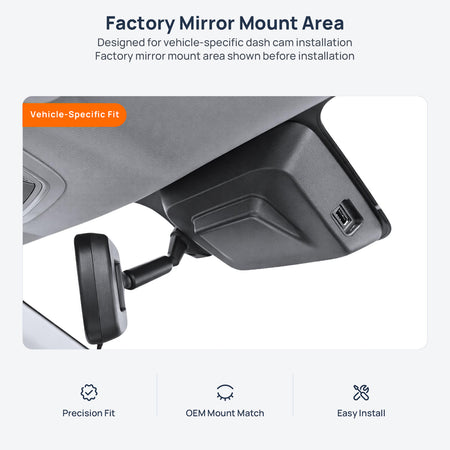 Factory mirror mount area for HAVAL H6 dash cam installation