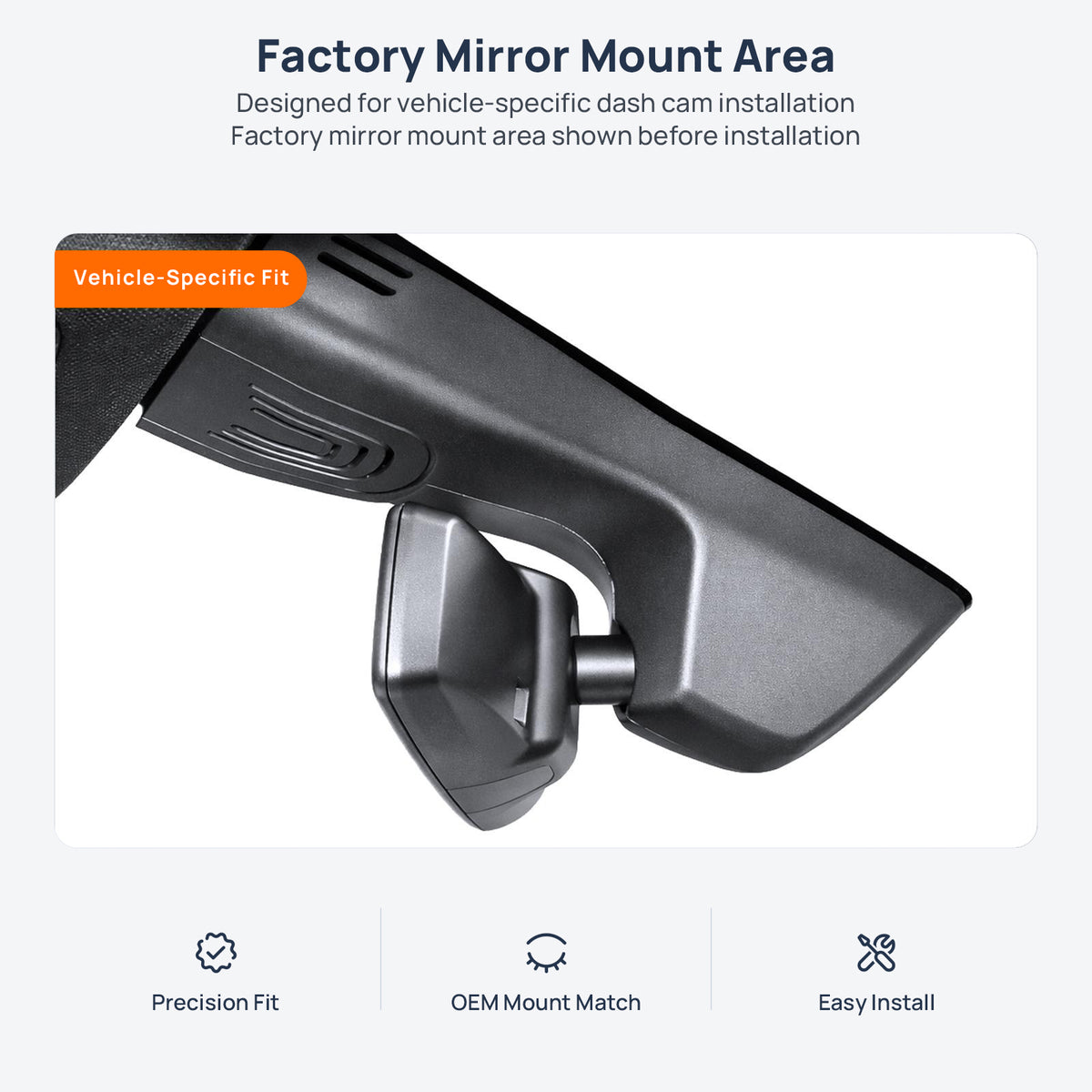 Factory mirror mount area for BMW X6 G06 dash cam installation
