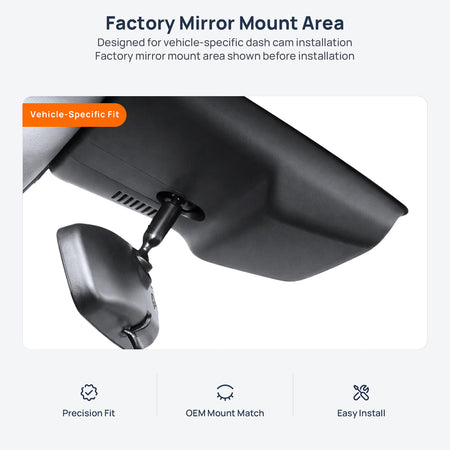 Factory mirror mount area for Hyundai Santa Cruz dash cam installation