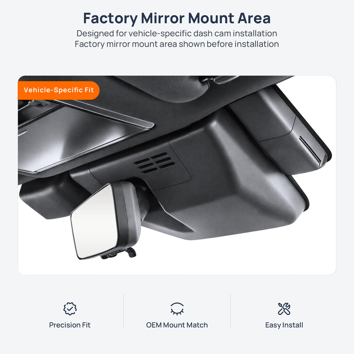 Factory mirror mount area for Lexus LX 700h dash cam installation