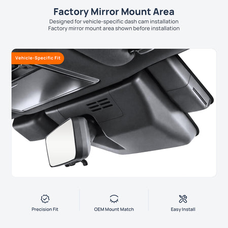 Factory mirror mount area for Lexus LX 700h dash cam installation