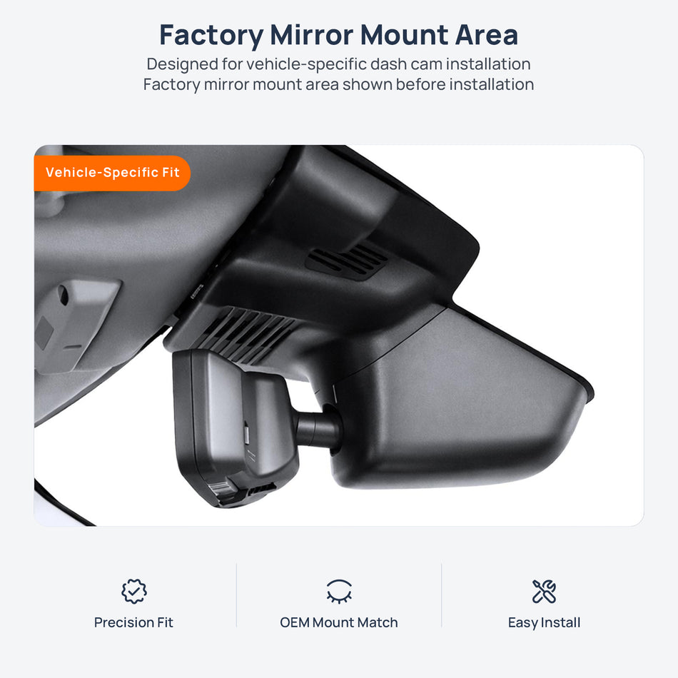 Factory mirror mount area for Land Rover Discovery Sport L550 dash cam installation