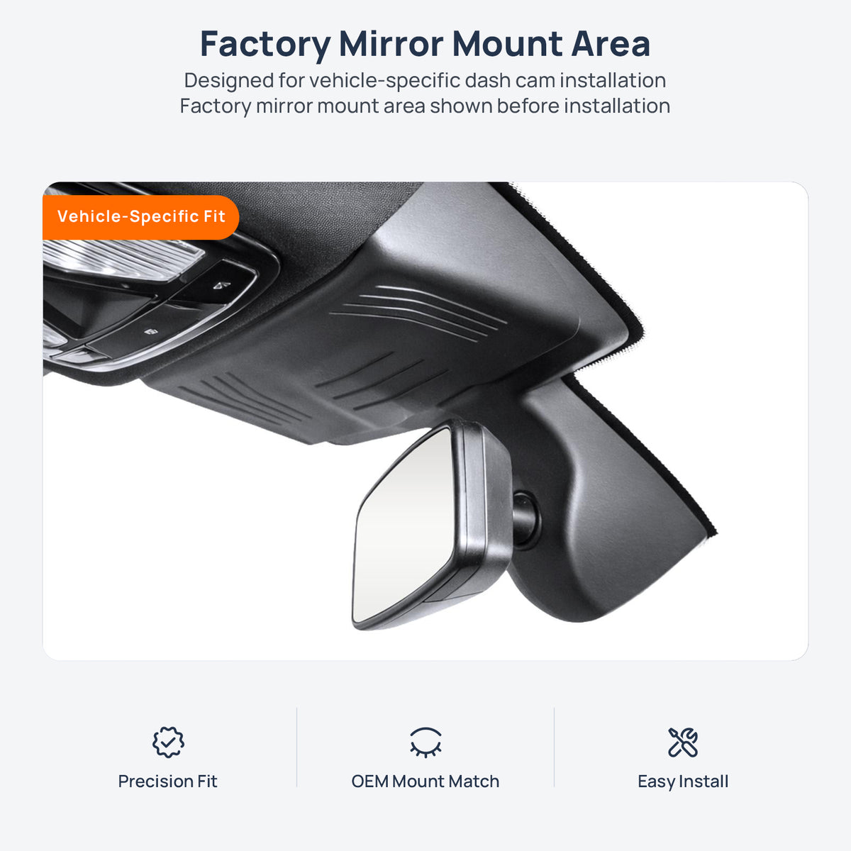 Factory mirror mount area for BMW X4 G02 dash cam installation