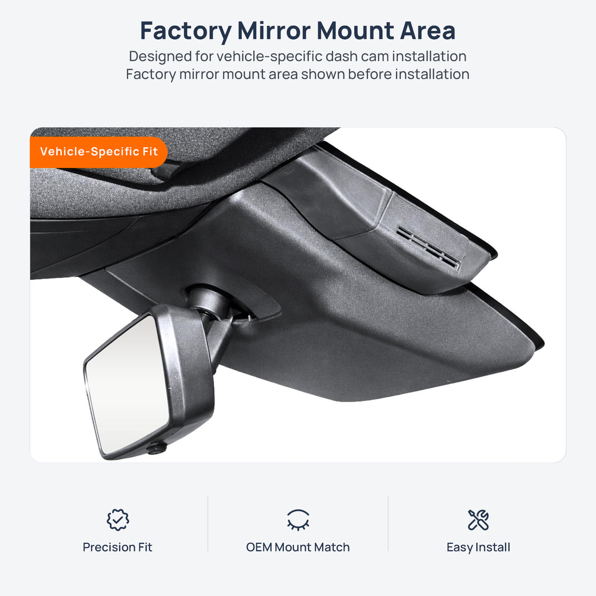 Factory mirror mount area for Lexus RX dash cam installation