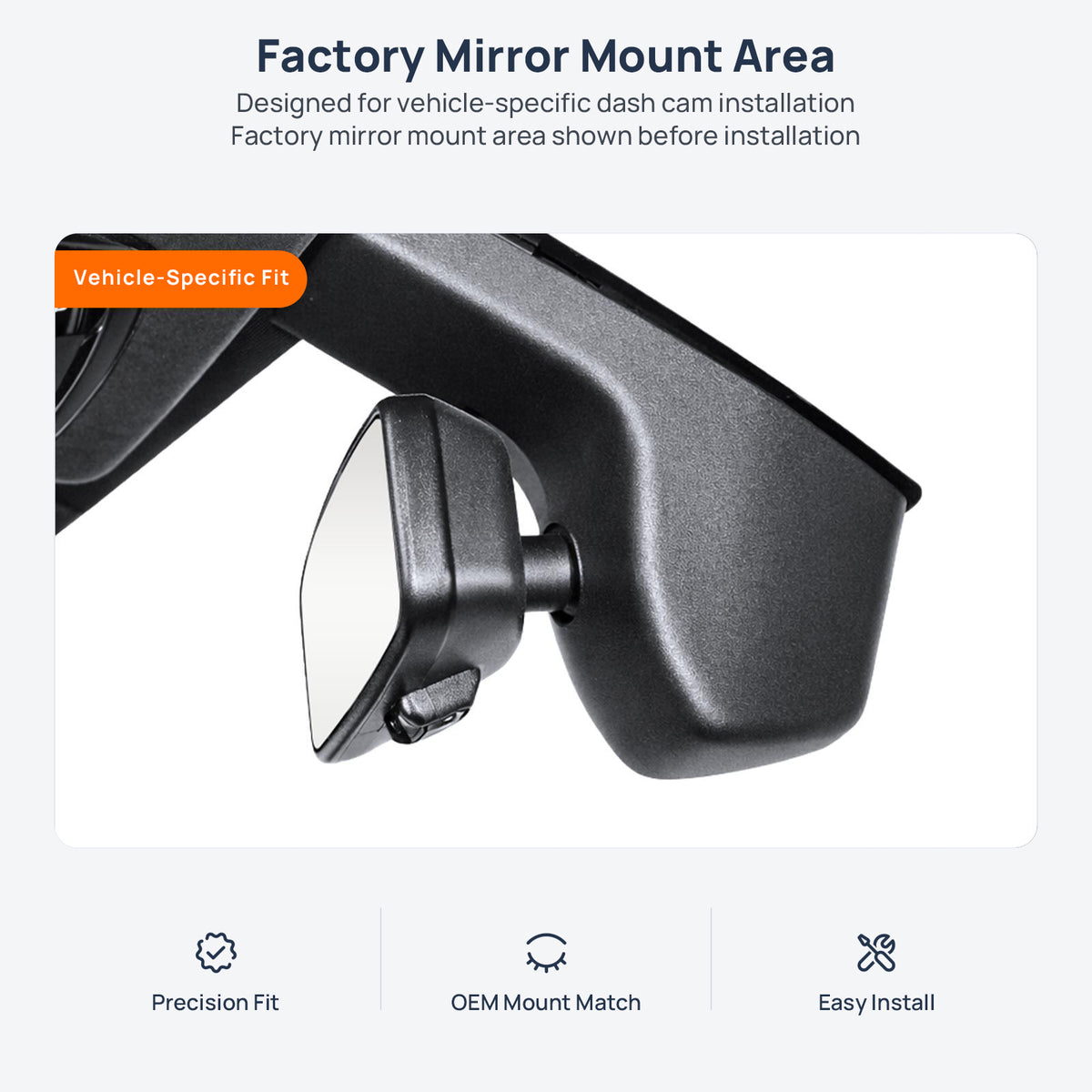 Factory mirror mount area for BMW X5 M F95 dash cam installation