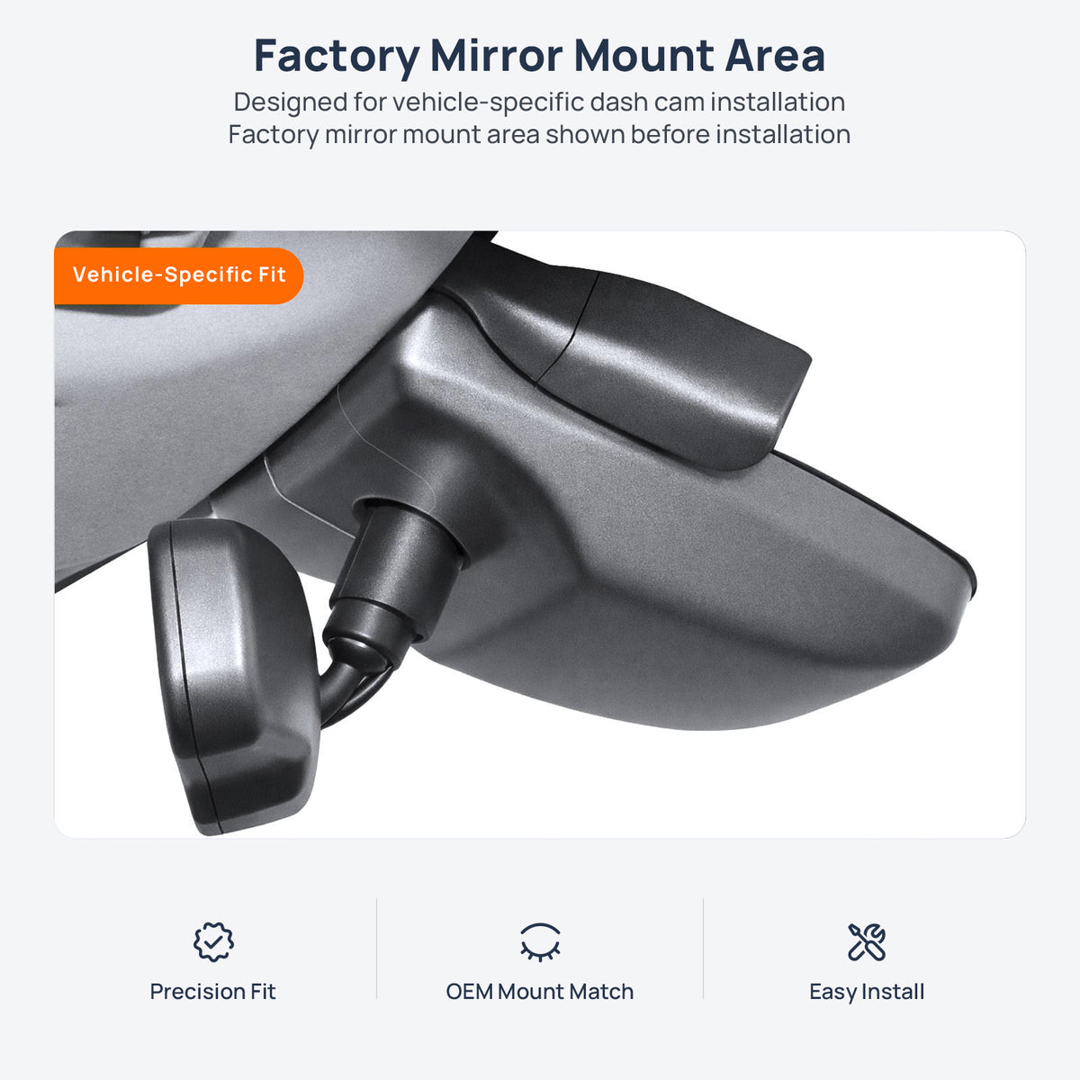Factory mirror mount area for Lexus NX dash cam installation