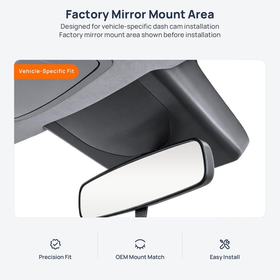 Factory mirror mount area for Hongqi E-QM5 dash cam installation