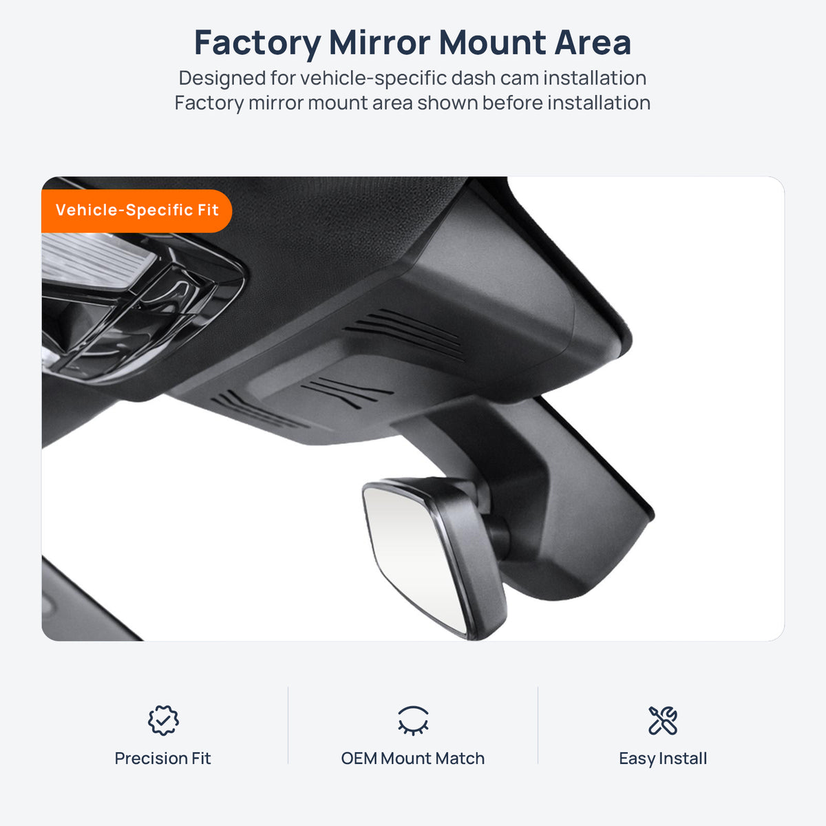 Factory mirror mount area for BMW X6 M F96 dash cam installation