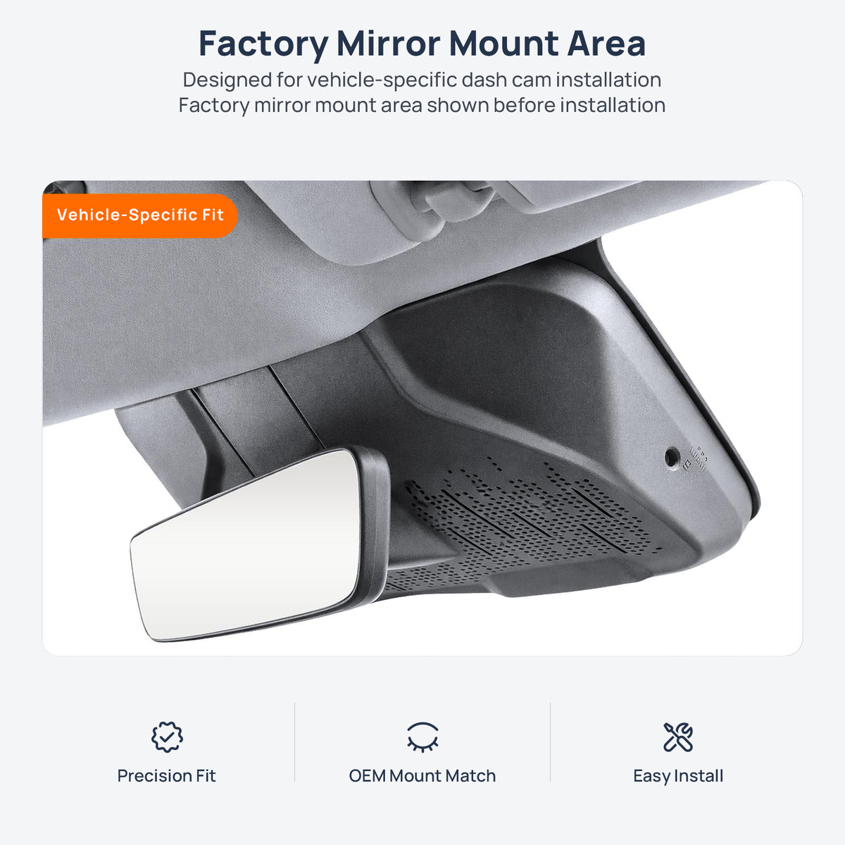 Factory mirror mount area for Geely Galaxy L6 dash cam installation