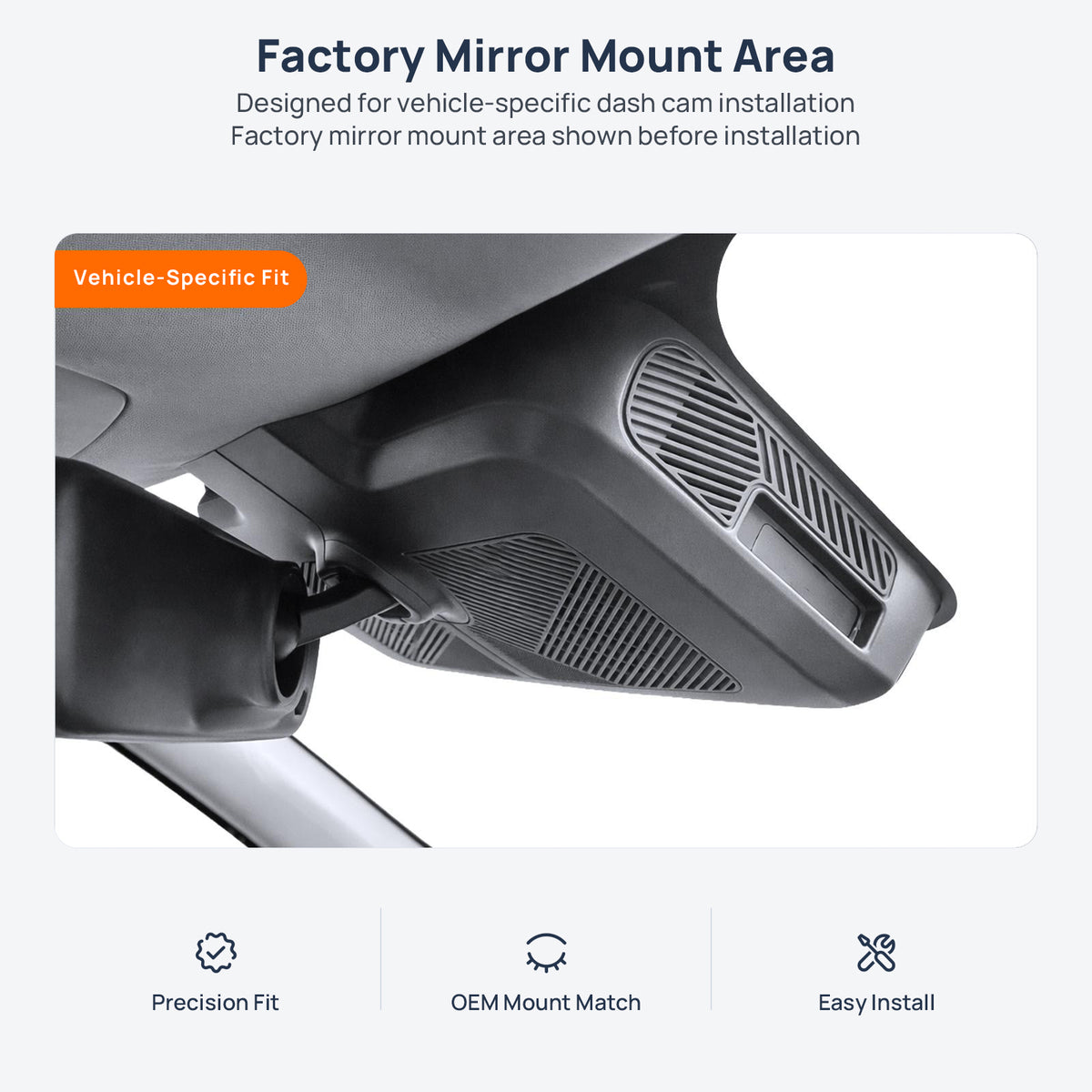 Factory mirror mount area for Chery Tiggo 7 Plus PHEV (Tiggo 7 Pro PHEV) dash cam installation