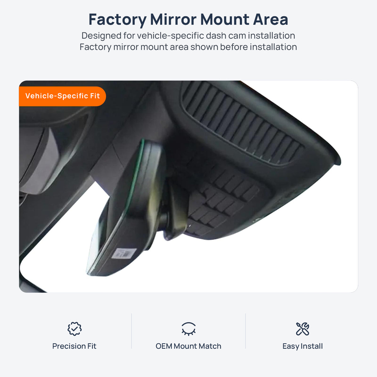 Factory mirror mount area for BYD Song EV (Song DM) dash cam installation