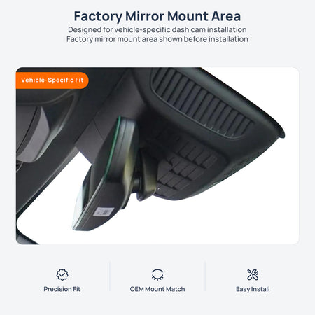 Factory mirror mount area for BYD Song EV (Song DM) dash cam installation