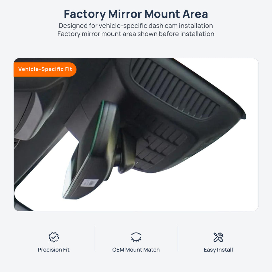 Factory mirror mount area for BYD Song EV (Song DM) dash cam installation