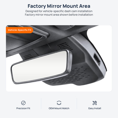 Factory mirror mount area for Geely Preface dash cam installation