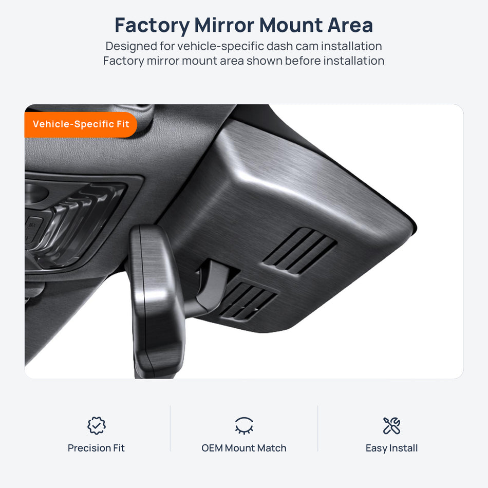 Factory mirror mount area for Hongqi H5 Classic dash cam installation
