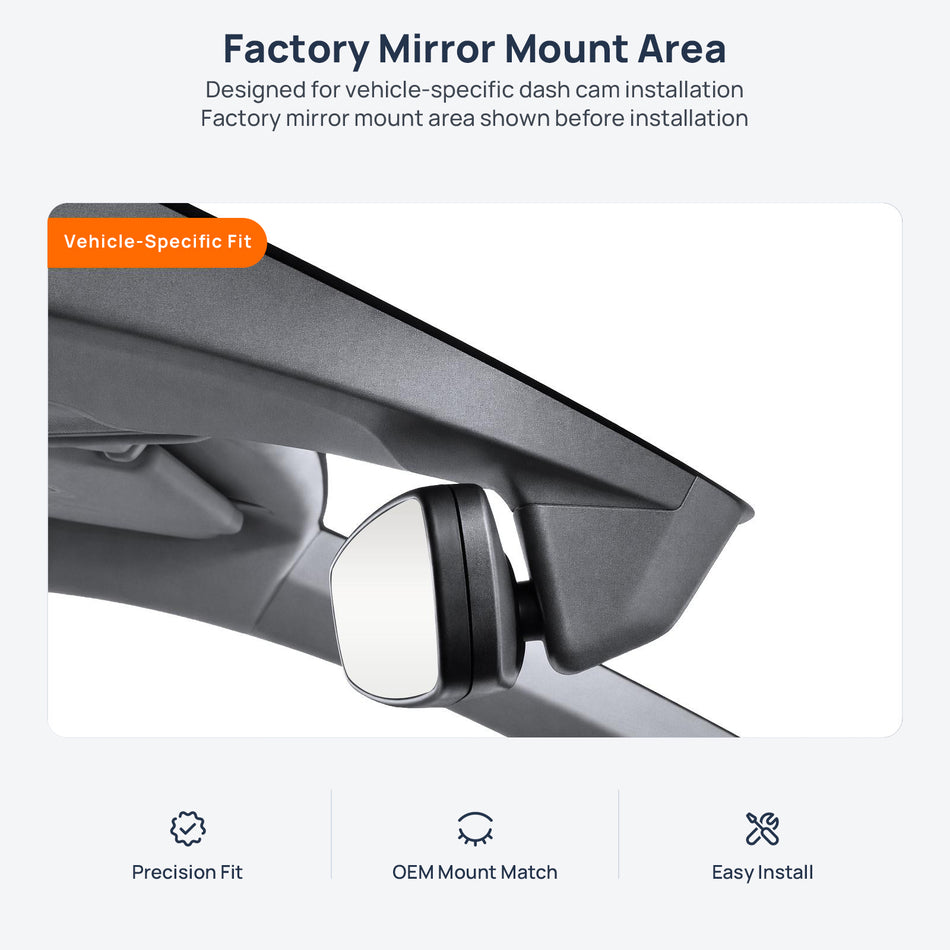 Factory mirror mount area for Volkswagen Tiguan L Allspace 2017-2018, dash cam installation