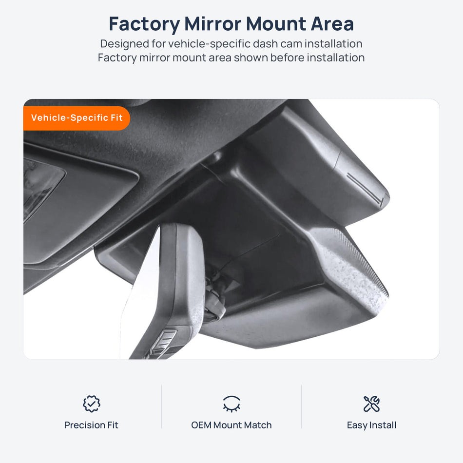 Factory mirror mount area for Toyota Crown Crossover dash cam installation