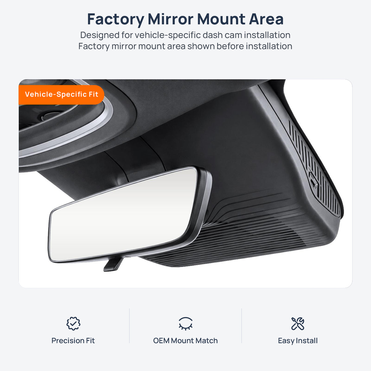 Factory mirror mount area for Geely Galaxy Starship 7 dash cam installation