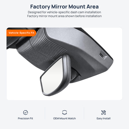Factory mirror mount area for MG ONE dash cam installation