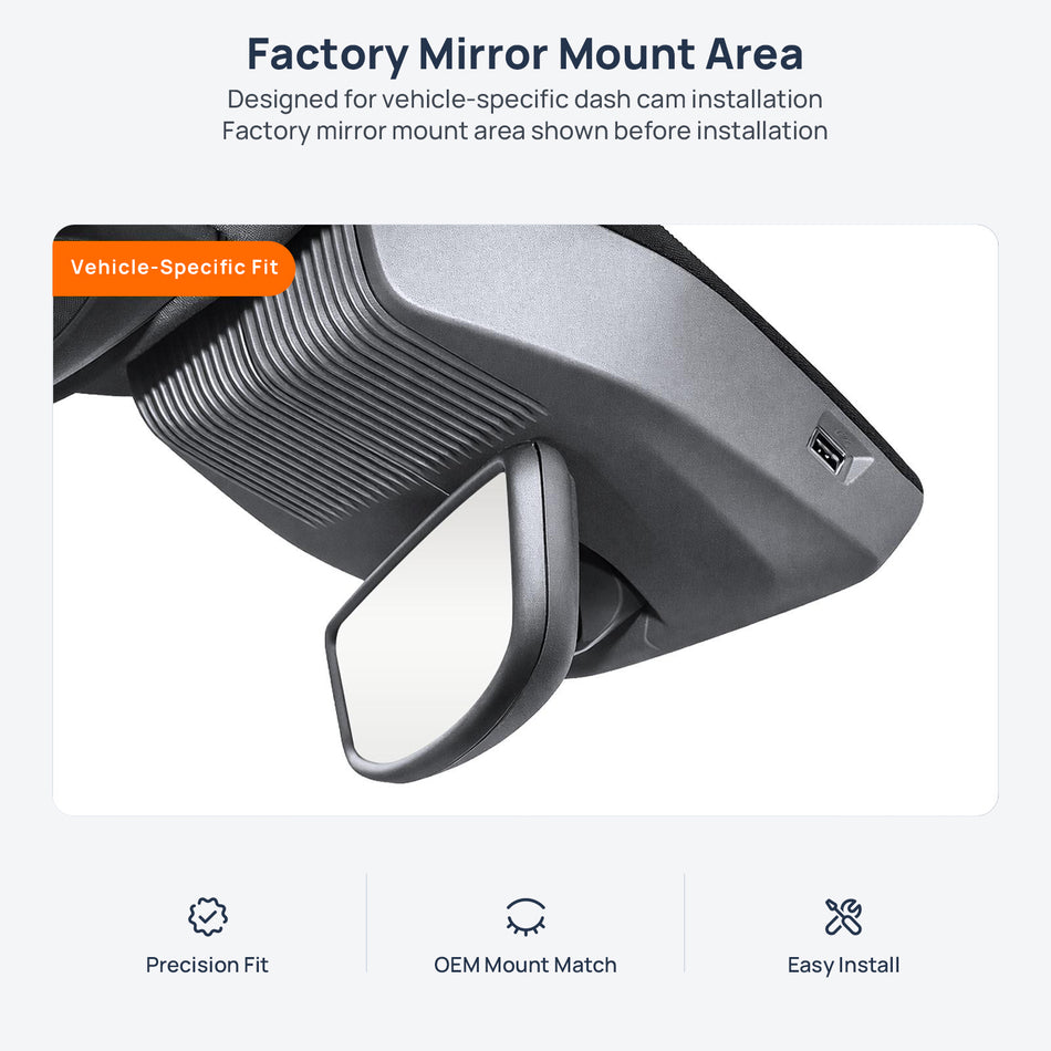 Factory mirror mount area for MG ONE dash cam installation
