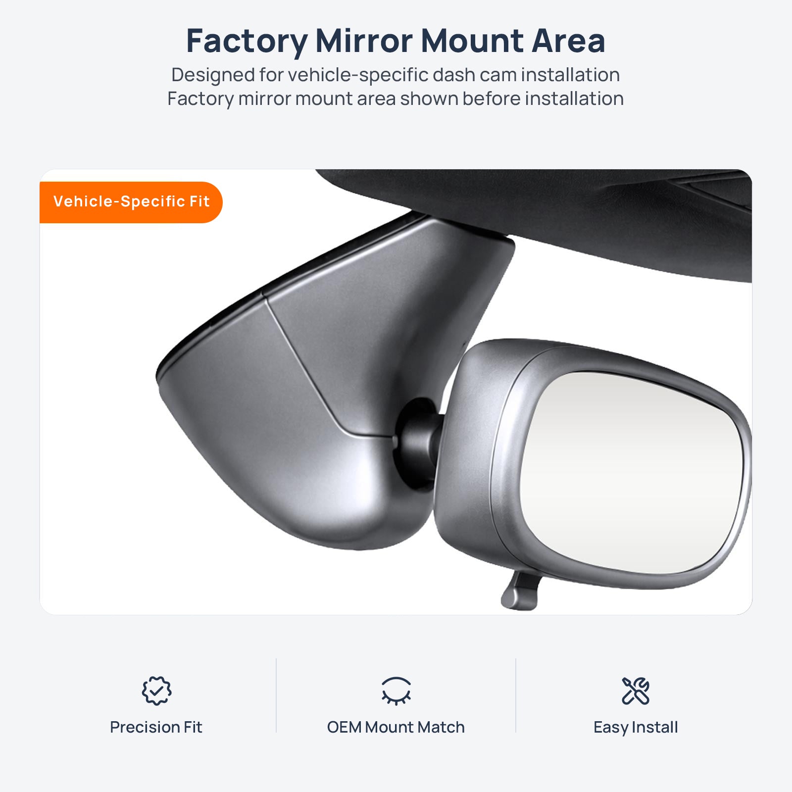 Factory mirror mount area for Audi A1 8X dash cam installation