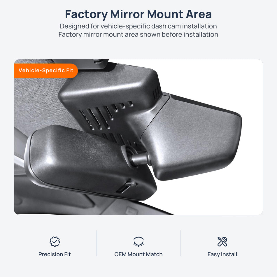 Factory mirror mount area for Land Rover Discovery Sport L550 dash cam installation
