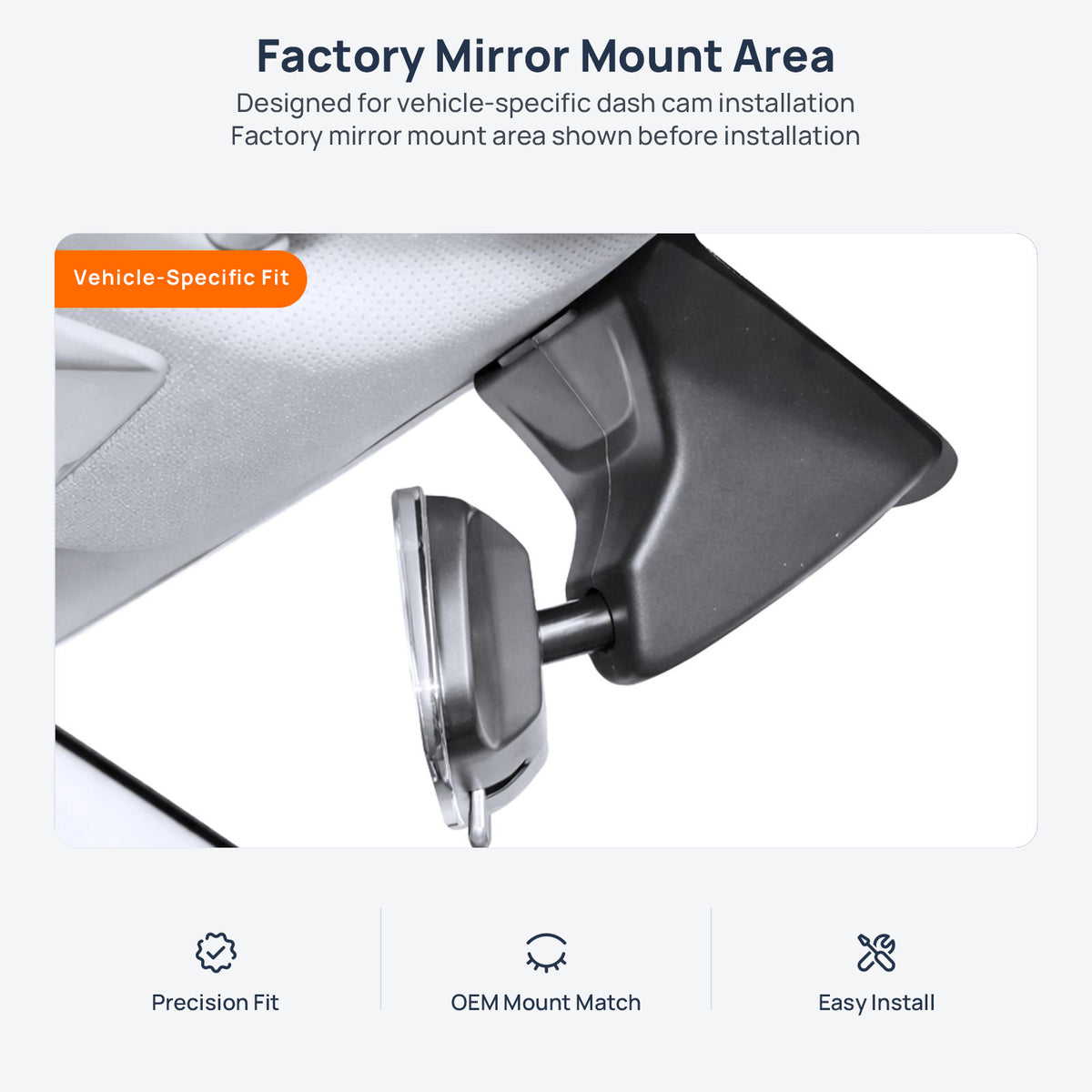 Factory mirror mount area for Baojun Xingchi dash cam installation