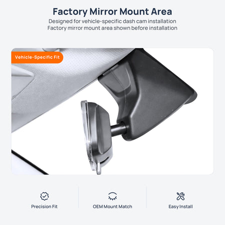 Factory mirror mount area for Baojun Xingchi dash cam installation