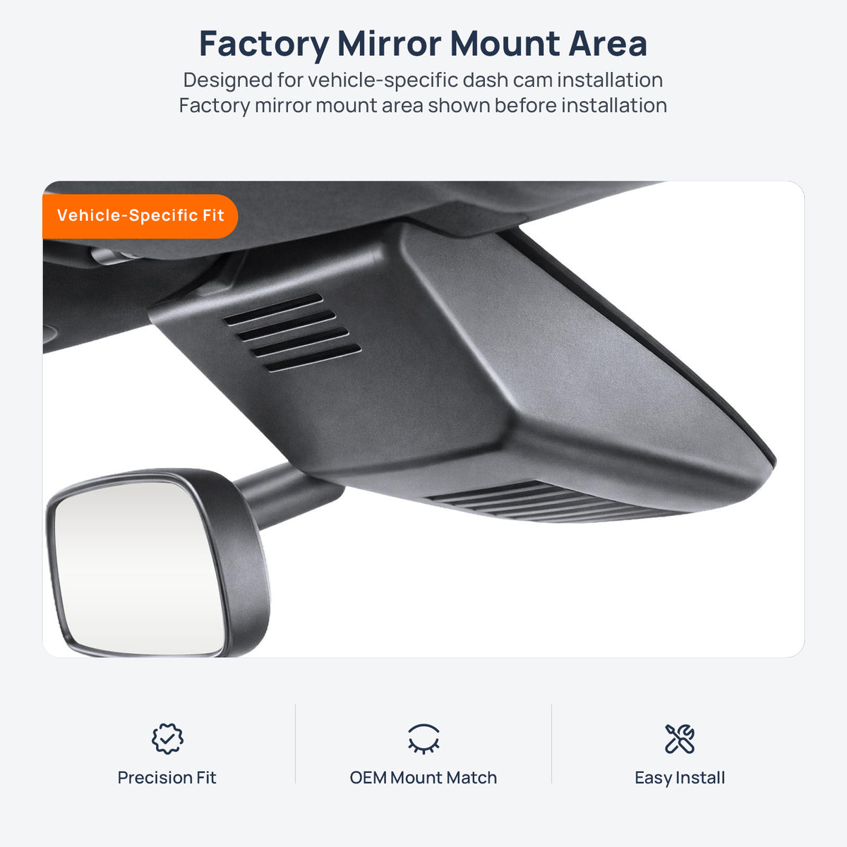 Factory mirror mount area for Honda Inspire dash cam installation