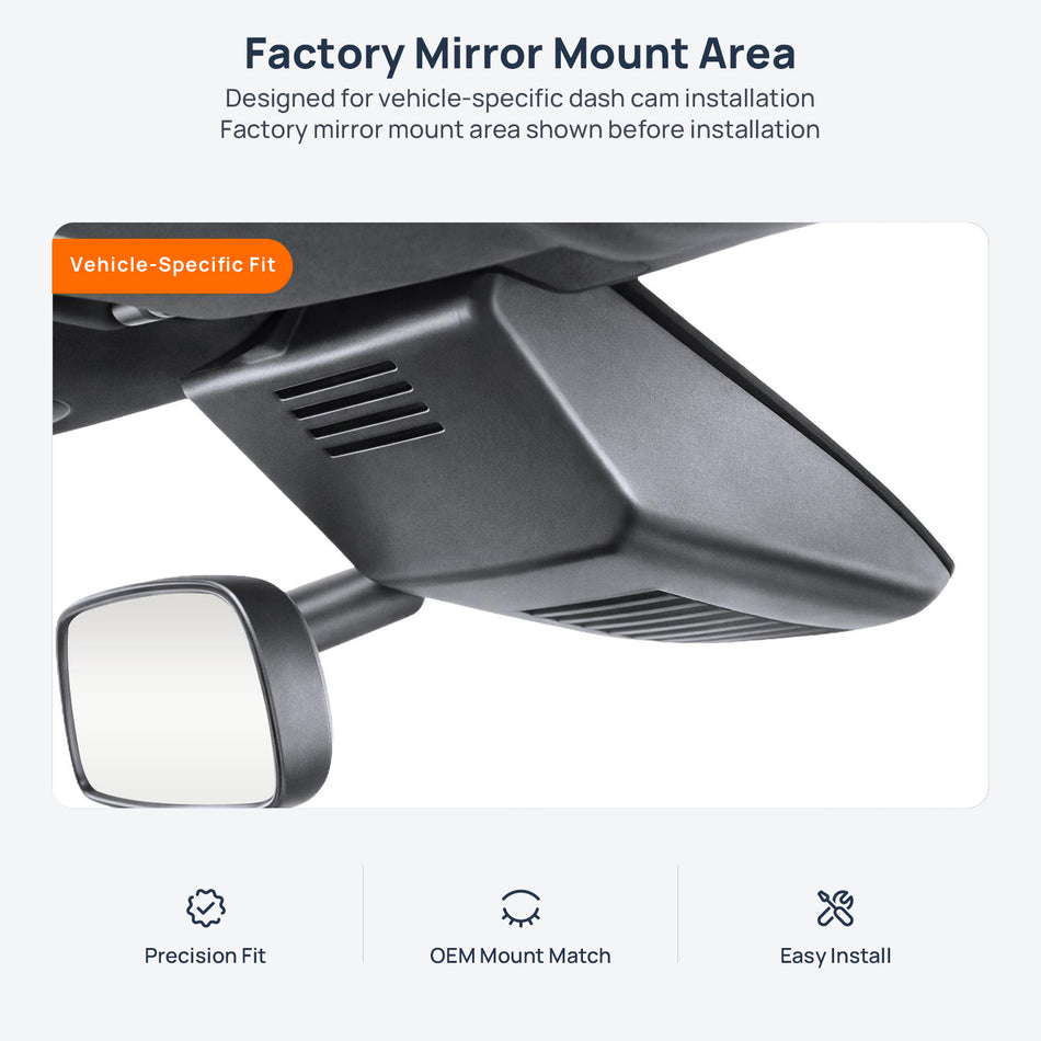 Factory mirror mount area for Honda Inspire dash cam installation
