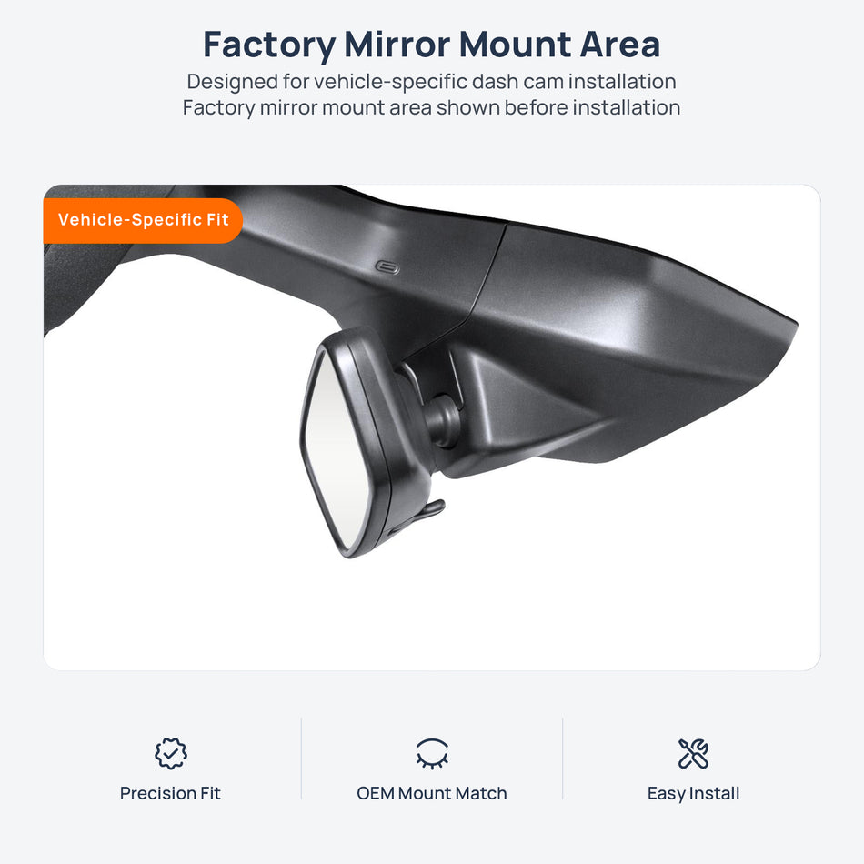 Factory mirror mount area for Volkswagen ID.3 dash cam installation