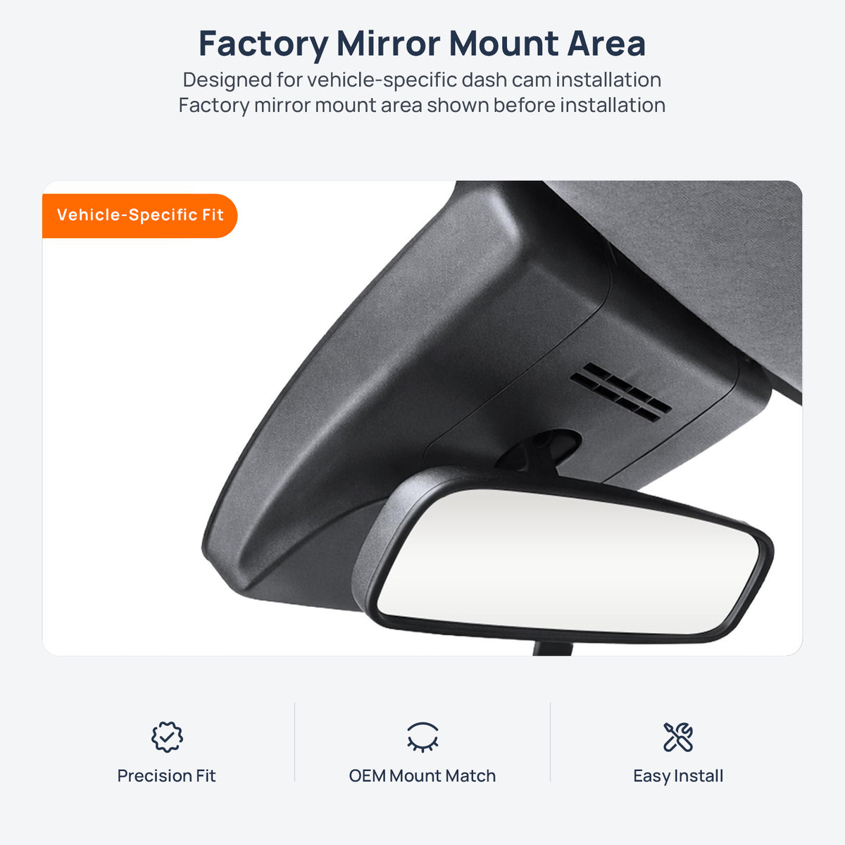 Factory mirror mount area for Toyota Corolla Cross XG10 dash cam installation
